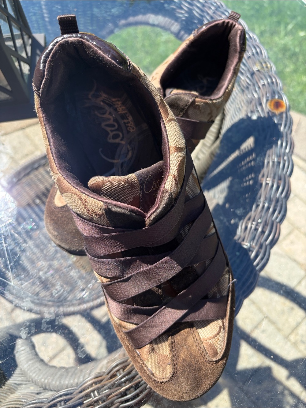Coach Women’s Brown Camouflage Wedge Sneaker